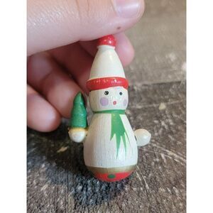 Mini wooden vintage boy tree ornament kid Xmas decor